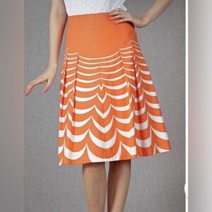 Boden Women’s Lined Orange Cotton Printed Riviera Circle Skirt Size 10 L